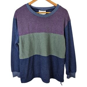 Paquette California‎ Vintage Color Block Striped Pullover L Long Sleeve